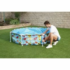 Piscine Tubulaire Bestway Ronde Steel Pro Avec Parasol 2,44 X 0,51 M -Intex Soldes Magasin 56432 steel pro uv careful rangement 2 min