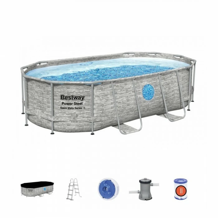 Piscine Tubulaire Ovale Bestway Power Steel Swim Vista 4,27 X 2,50 X 1 M 3 Piscine Tubulaire Ovale Bestway Power Steel Swim Vista 4,27 X 2,50 X 1 M – Image 3