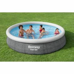 Piscine Autoportée Bestway Fast Set™ Aspect Rotin 3,66 X 0,76 M -Intex Soldes Magasin 57445 piscine ronde bestway fast set rotin 366 76 ambiance