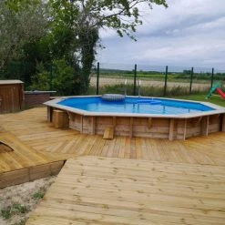 Piscine En Bois Octogonale Ubbink Océa 4,30 X 1,20 M - Liner Bleu -Intex Soldes Magasin 7504506 piscine bois octogonale ubbink ocea 580 bleu ambiance 2