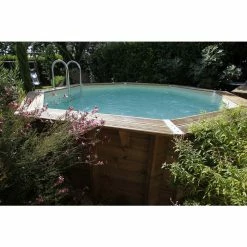 Piscine En Bois Octogonale Ubbink Océa 5,80 X 1,30 M - Liner Beige -Intex Soldes Magasin 7504510 piscine bois octogonale ubbink ocea 580 beige ambiance 2