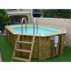 Piscine En Bois Octogonale Ubbink Océa 5,50 X 3,55 X 1,20 M - Liner Beige -Intex Soldes Magasin 7504594 piscine bois octogonale ubbink ocea 355 550 beige echelle 2