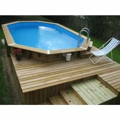 Piscine En Bois Octogonale Ubbink Azura 7,50 X 4,00 X 1,30 M - Liner Bleu -Intex Soldes Magasin 7504717 piscine bois octogonale ubbink azura 400 750 bleu ambiance 2