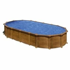 GRE Piscine Ovale Acier Gré Amazonia Imitation Bois - 7,20 X 3,75 X 1,30 M