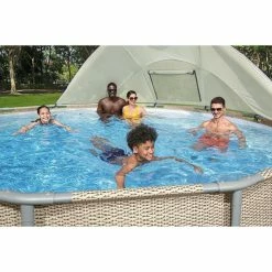 Auvent Pour Piscine Tubulaire Bestway Ø 3,05 à 5,49 M -Intex Soldes Magasin auvent rond bestway 2 ambiance