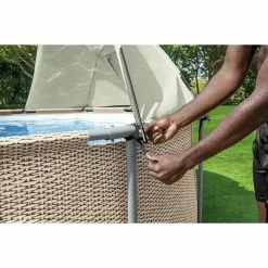 Auvent Pour Piscine Tubulaire Bestway Ø 3,05 à 5,49 M -Intex Soldes Magasin auvent rond bestway 2 ambiance installation