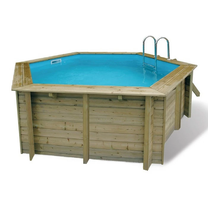 Piscine En Bois Hexagonale Ubbink Azura 4,10 X 1,20 M - Liner Bleu + Bâche à Bulles 1 Piscine En Bois Hexagonale Ubbink Azura 4,10 X 1,20 M - Liner Bleu + Bâche à Bulles