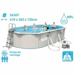 Piscine En Acier Bestway Hydrium - 6,10 X 3,60 X 1,20 M -Intex Soldes Magasin caracteristiques piscine tubulaire bestway hydrium 610 x 360 x 120 cm 56369 3