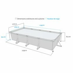 Piscine Tubulaire Bestway Rectangulaire Steel Pro 2,59 X 1,70 X 0,61 M 6 Piscine Tubulaire Bestway Rectangulaire Steel Pro 2,59 X 1,70 X 0,61 M -Intex Soldes Magasin dimensions piscine tubulaire bestway rectangulaire steel pro 259 x 170 x 61 cm