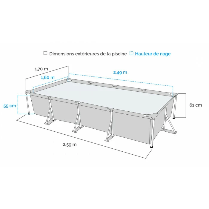 Piscine Tubulaire Bestway Rectangulaire Steel Pro 2,59 X 1,70 X 0,61 M 3 Piscine Tubulaire Bestway Rectangulaire Steel Pro 2,59 X 1,70 X 0,61 M – Image 3