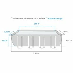 Piscine Tubulaire Bestway Power Steel Rotin Gris 4,88 X 2,44 X 1,22 M -Intex Soldes Magasin dimensions piscine tubulaire bestway steel rotin gris 488 x 244 x 122 cm 1 1