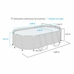 Piscine Tubulaire Bestway Power Steel Rotin Gris 4,88 X 2,44 X 1,22 M -Intex Soldes Magasin dimensions piscine tubulaire bestway steel rotin gris 488 x 244 x 122 cm 2