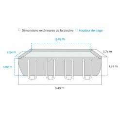 Piscine Tubulaire Bestway Power Steel Rotin Gris 5,49 X 2,74 X 1,22 M 8 Piscine Tubulaire Bestway Power Steel Rotin Gris 5,49 X 2,74 X 1,22 M -Intex Soldes Magasin dimensions piscine tubulaire bestway steel rotin gris 549 x 274 x 122 cm 1