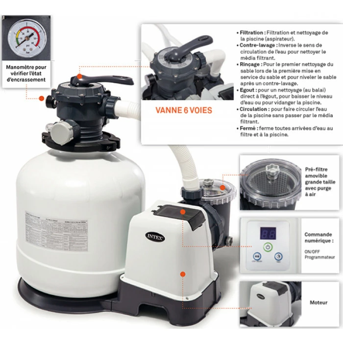 Filtre à Sable INTEX 10 M³/h 7 Filtre à Sable INTEX 10 M³/h – Image 7