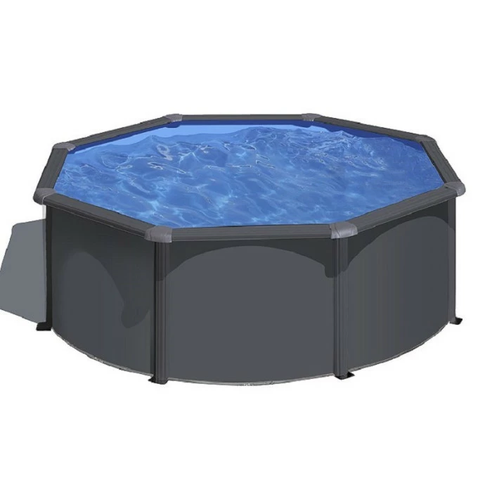 GRE Piscine Ronde Acier Gré Gris Anthracite - Ø 3,00 X 1,20 M 1 GRE Piscine Ronde Acier Gré Gris Anthracite - Ø 3,00 X 1,20 M