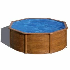 GRE Piscine Ronde Acier Gré Sicilia Imitation Bois - Ø 3 X 1,20 M