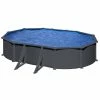 GRE Piscine Ovale Acier Gré Gris Anthracite - 6,10 X 3,75 X 1,30 M