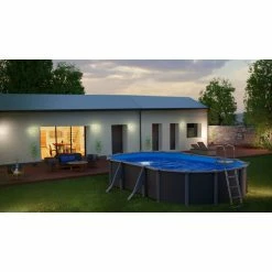 GRE Piscine Ovale Acier Gré Gris Anthracite - 6,10 X 3,75 X 1,30 M 8 GRE Piscine Ovale Acier Gré Gris Anthracite - 6,10 X 3,75 X 1,30 M -Intex Soldes Magasin kitprov618gy piscine ovale acier gre gris anthracite 1 32m 610x375cm ambiance 2