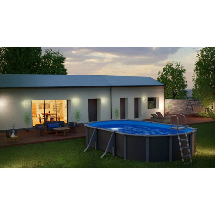 GRE Piscine Ovale Acier Gré Gris Anthracite - 6,10 X 3,75 X 1,30 M 3 GRE Piscine Ovale Acier Gré Gris Anthracite - 6,10 X 3,75 X 1,30 M – Image 3
