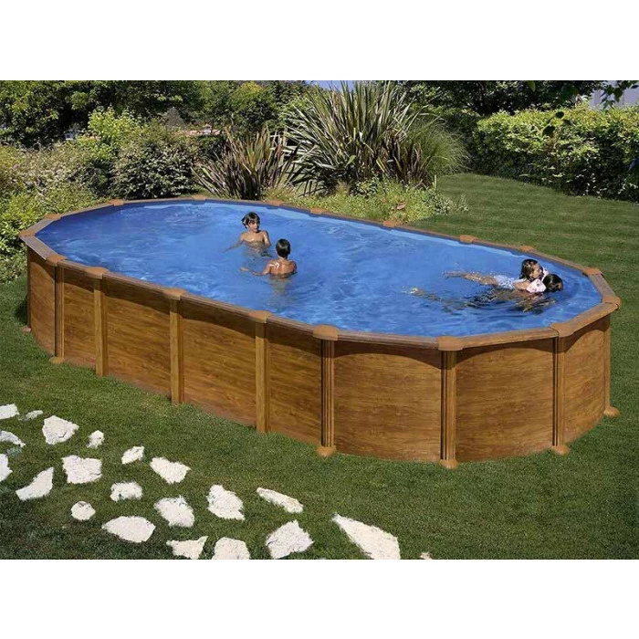 GRE Piscine Ovale Acier Gré Amazonia Imitation Bois - 7,20 X 3,75 X 1,30 M 2 GRE Piscine Ovale Acier Gré Amazonia Imitation Bois - 7,20 X 3,75 X 1,30 M – Image 2