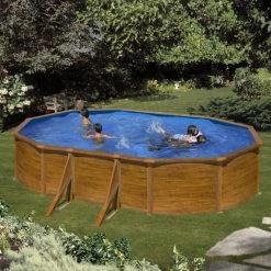 GRE Piscine Ovale Acier Gré Sicilia Imitation Bois - 5 X 3 X 1,20 M -Intex Soldes Magasin piscine acier gre ovale sicilia