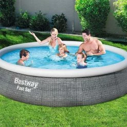 Piscine Autoportée Bestway Fast Set Aspect Rotin 3,96 X 0,84 M -Intex Soldes Magasin piscine autoportee bestway fast set rotin 396 x 84 cm 2