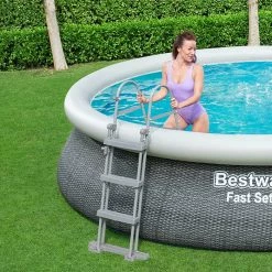 Piscine Autoportée Bestway Fast Set Aspect Rotin 4,57 X 1,07 M -Intex Soldes Magasin piscine autoportee bestway fast set rotin 457 x 107 cm 2