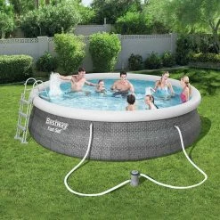 Piscine Autoportée Bestway Fast Set Aspect Rotin 4,57 X 1,07 M -Intex Soldes Magasin piscine autoportee bestway fast set rotin 457 x 107 cm