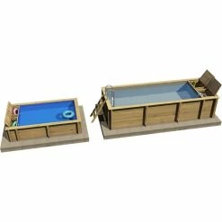 Piscine Pool'n Box Junior Procopi En Bois 3,7 X 2,4 M - Coffre Et Filtration Intégrés -Intex Soldes Magasin piscine bois pool n box junior 4