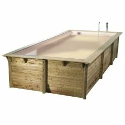 Piscine En Bois Rectangulaire Ubbink Sunwater 5,55 X 3,00 X 1,40 M - Liner Beige