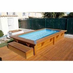 Piscine En Bois Rectangulaire Ubbink Sunwater 3,50 X 2,00 X 0,71 M - Liner Bleu 7 Piscine En Bois Rectangulaire Ubbink Sunwater 3,50 X 2,00 X 0,71 M - Liner Bleu -Intex Soldes Magasin piscine en bois ubbink sunwater 200x350 ambiance 2
