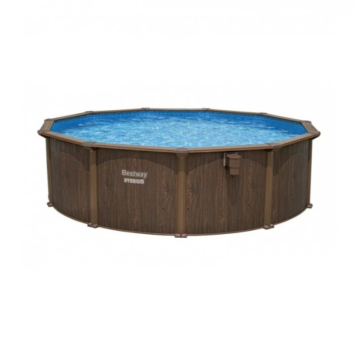 Piscine En Acier Bestway Hydrium Effet Bois Ø 4,90 X H 1,30 M 1 Piscine En Acier Bestway Hydrium Effet Bois Ø 4,90 X H 1,30 M
