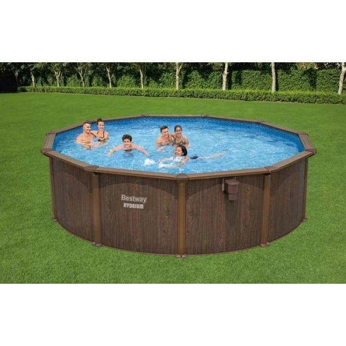 Piscine En Acier Bestway Hydrium Effet Bois Ø 4,90 X H 1,30 M 3 Piscine En Acier Bestway Hydrium Effet Bois Ø 4,90 X H 1,30 M – Image 3