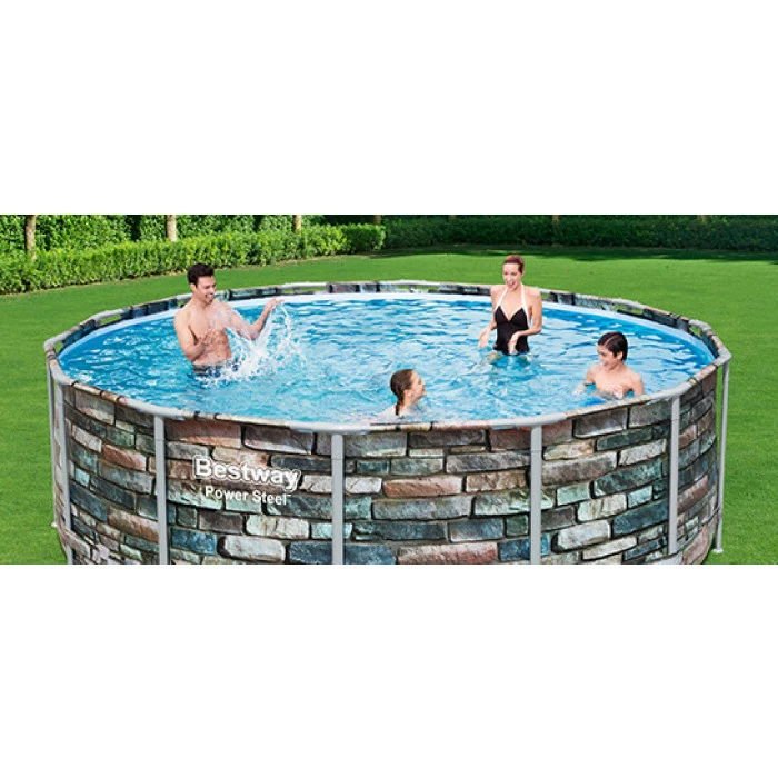 Piscine Tubulaire Bestway Power Steel Stone Ronde 4,27 X 1,22 M 4 Piscine Tubulaire Bestway Power Steel Stone Ronde 4,27 X 1,22 M – Image 4