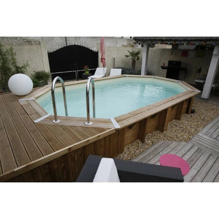 Piscine En Bois Octogonale Ubbink Azura 4,90 X 3,55 X 1,30 M - Liner Beige 2 Piscine En Bois Octogonale Ubbink Azura 4,90 X 3,55 X 1,30 M - Liner Beige – Image 2