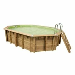Piscine En Bois Octogonale Ubbink Azura 6,10 X 4 X 1,20 M - Liner Beige