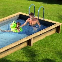 Piscine Pool'n Box Procopi En Bois 5 X 2 M - Coffre Et Filtration Intégrés -Intex Soldes Magasin piscine pool n box enterr e ambiance min